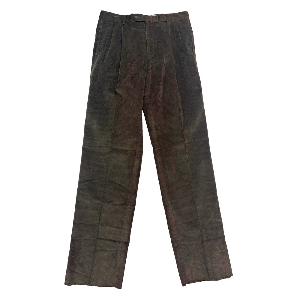 NEW Jos A Bank 36 Unhemmed Green Corduroy Dress Pants Pleated Windsor Cord